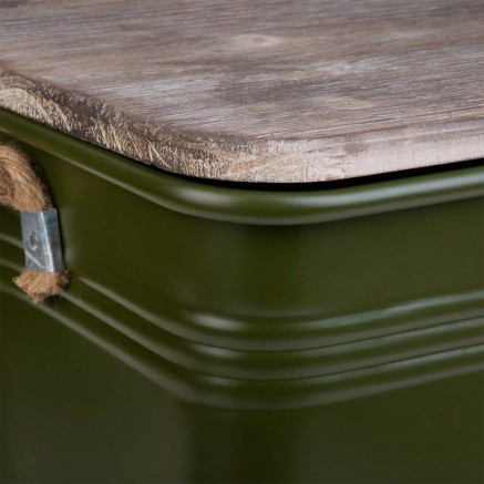Stool Alexandra House Living Green Metal Rope Fir wood 36 x 36 x 39 cm 2