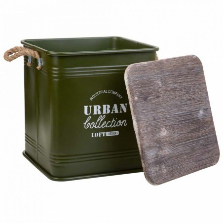 Sgabello Alexandra House Living Verde Metallo Corda Legno di abete 36