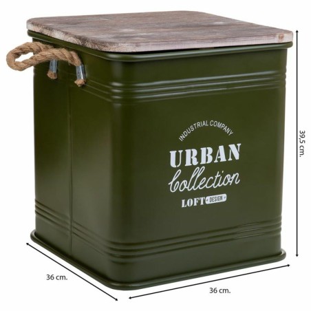 Taburete Alexandra House Living Verde Metal Cuerda Madera de abeto 36