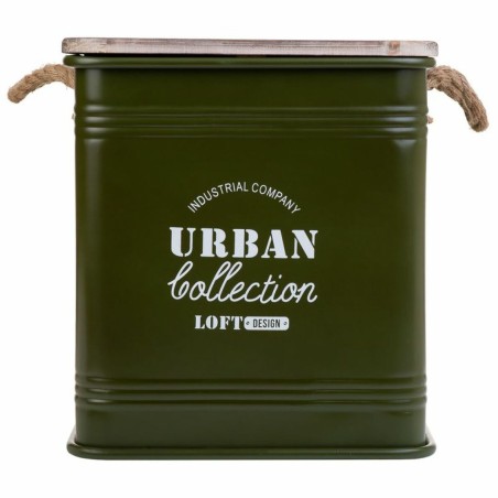 Taburete Alexandra House Living Verde Metal Cuerda Madera de abeto 36