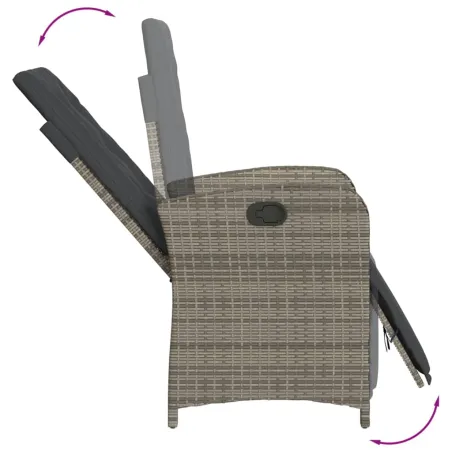 Ensemble à manger de jardin et coussins 7 pcs gris rotin