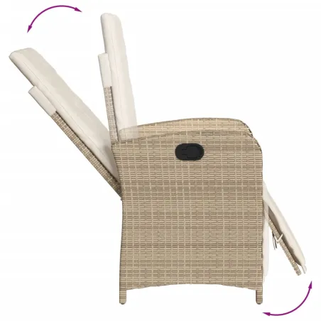 Ensemble à manger de jardin avec coussins 5pcs Beige poly rotin
