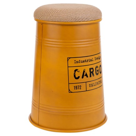 Hocker Alexandra House Living Orange Sackleinen Metall Schwamm Holz MD