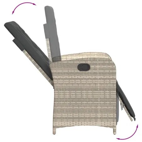 Ensemble de bistro 3 pcs et coussins gris clair résine tressée