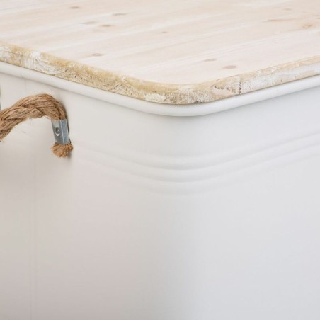Truhe Alexandra House Living Cargo Weiß Hanf Metall Tannenholz 38 x 6