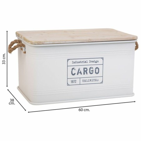 Truhe Alexandra House Living Cargo Weiß Hanf Metall Tannenholz 38 x 6