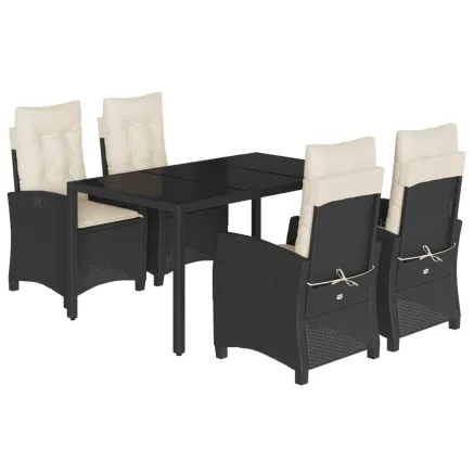 Ensemble à manger de jardin coussins 5pcs Noir Résine tressée 2