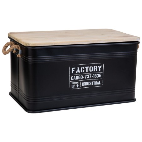 Baúl Alexandra House Living Factory Negro Cáñamo Metal Madera de ab