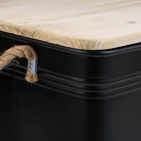 Baúl Alexandra House Living Factory Negro Cáñamo Metal Madera de ab