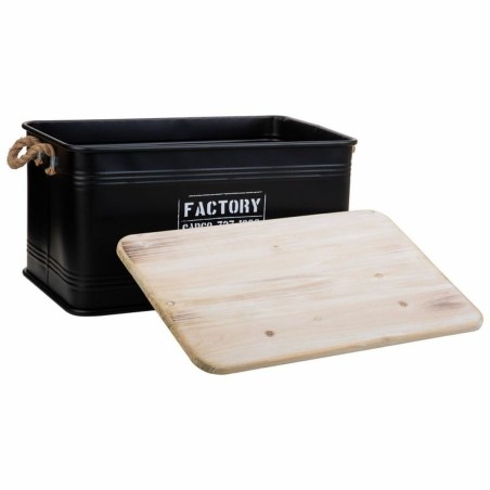 Baúl Alexandra House Living Factory Negro Cáñamo Metal Madera de ab