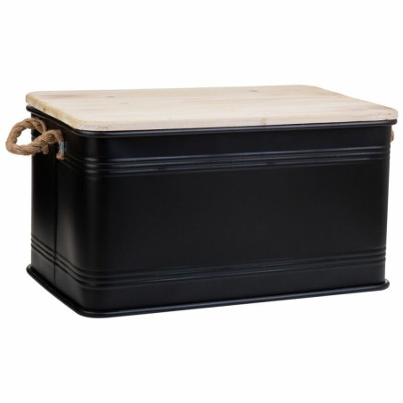 Baule Alexandra House Living Factory Nero Canapa Metallo Legno di abet