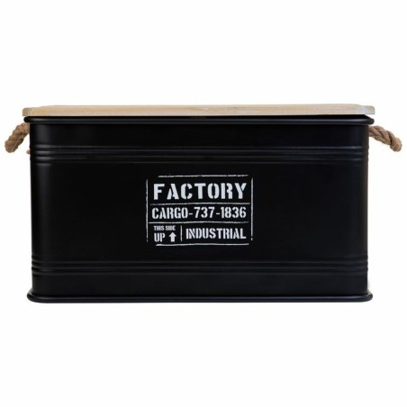 Baúl Alexandra House Living Factory Negro Cáñamo Metal Madera de ab