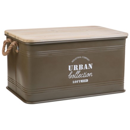 Coffre Alexandra House Living Urban Vert Chanvre Métal Bois d'épicé