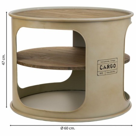Side table Alexandra House Living Grey metal and fir wood 60 x 60 x 47