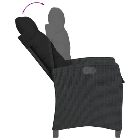 Ensemble à manger de jardin coussins 7pcs Noir Résine tressée
