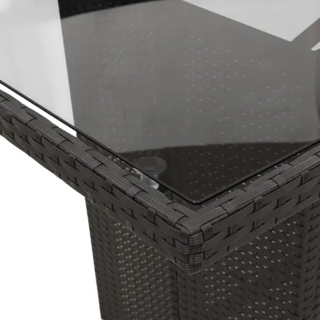 Ensemble à manger de jardin 9pcs coussins noir résine tressée