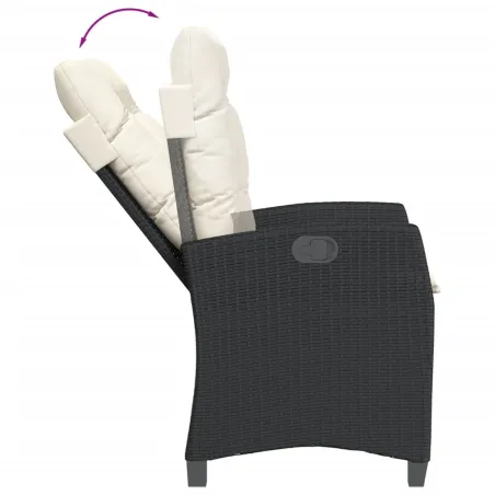 Ensemble à manger de jardin 9pcs coussins noir résine tressée