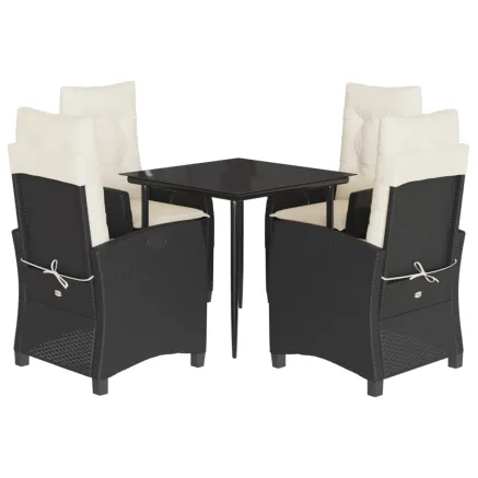 Ensemble à manger de jardin coussins 5pcs Noir Résine tressée 2
