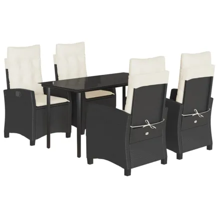 Ensemble à manger de jardin coussins 5pcs Noir Résine tressée 2
