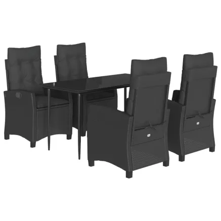 Ensemble à manger de jardin coussins 5pcs Noir Résine tressée 2