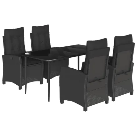 Ensemble à manger de jardin coussins 5pcs Noir Résine tressée 2