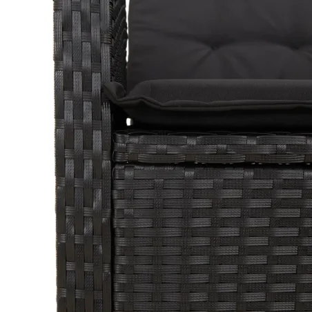Ensemble à manger de jardin 9pcs coussins noir résine tressée