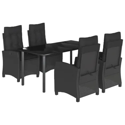 Ensemble à manger de jardin coussins 5pcs Noir Résine tressée 2