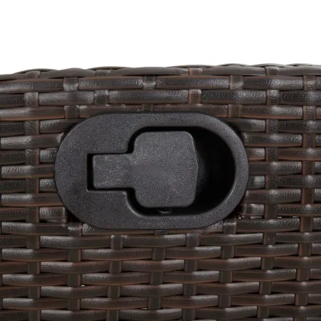 Ensemble à manger de jardin 3 pcs et coussins marron poly rotin