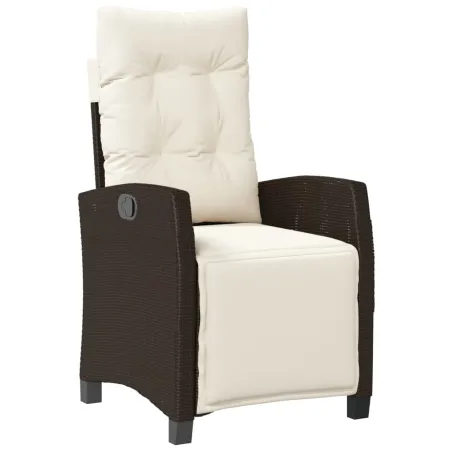 Ensemble à manger de jardin et coussins 9 pcs marron poly rotin