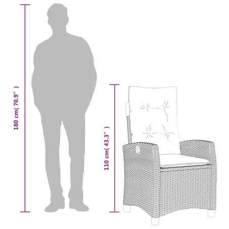 Ensemble à manger de jardin et coussins 7 pcs gris rotin