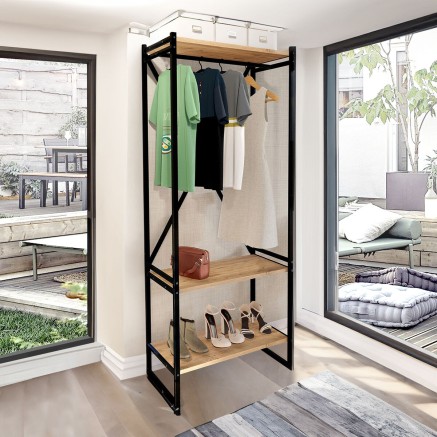 Armario Alexandra House Living Bert_AR0360 Negro Roble Metal Madera MD