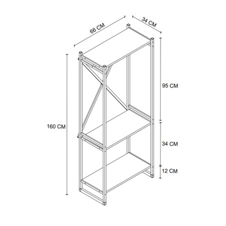 Kast Alexandra House Living Bert_AR0360 Zwart Ek Metaal Hout MDP 66 x