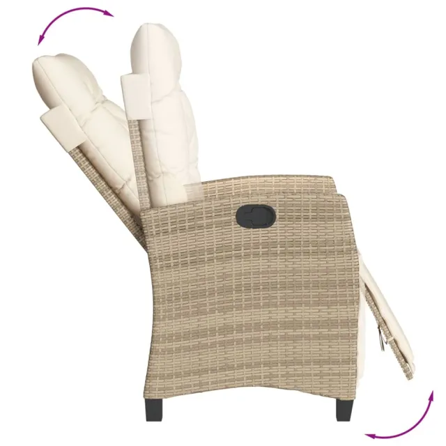 Ensemble à manger de jardin et coussins 7 pcs beige poly rotin