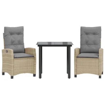 Ensemble à manger de jardin et coussins 3 pcs mélange beige 2