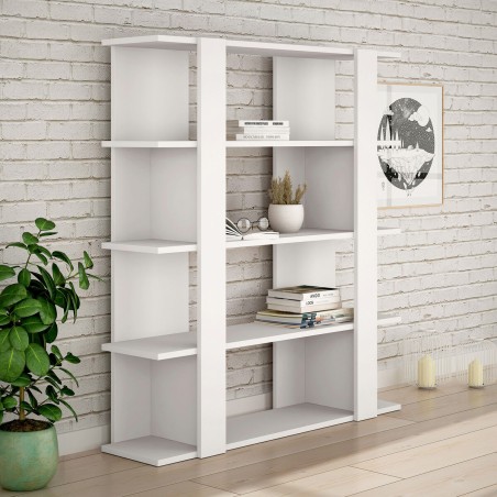 Librairie Alexandra House Living Blanc Bois MDP 110 x 122 x 29 cm 4 Et