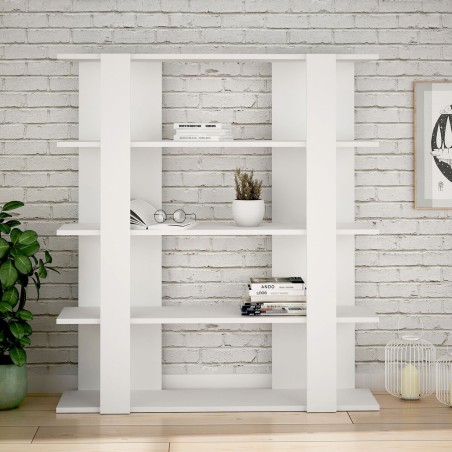 Boekenwinkel Alexandra House Living Wit Hout MDP 110 x 122 x 29 cm 4 P