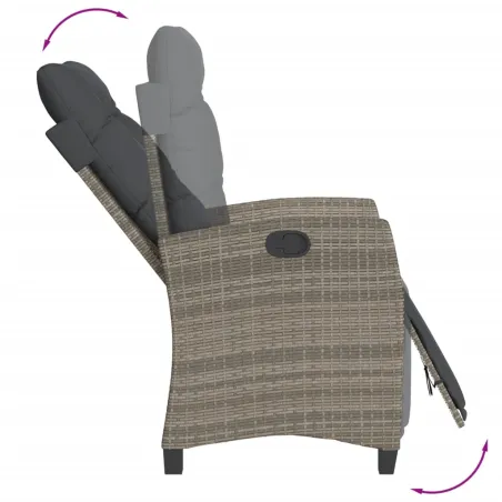 Ensemble à manger de jardin et coussins 7 pcs gris rotin