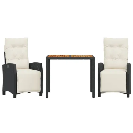 Ensemble à manger de jardin avec coussins 3 pcs Noir 2