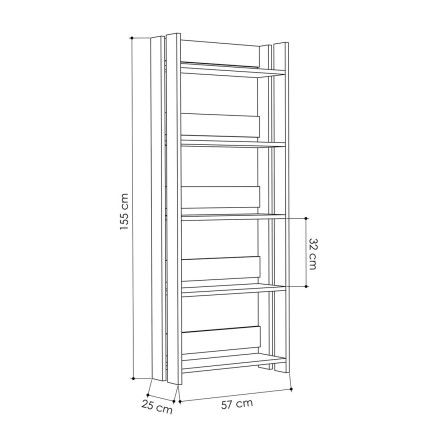 Boekenwinkel Alexandra House Living Wit Hout MDP 57 x 155 x 25 cm 5 Pl 2