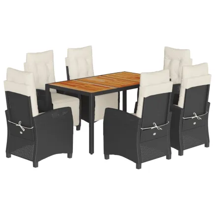 Ensemble à manger de jardin coussins 7pcs Noir Résine tressée 2
