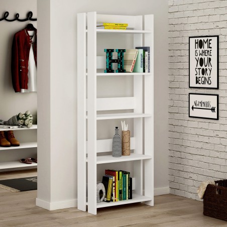 Boekenwinkel Alexandra House Living Wit Hout MDP 57 x 155 x 25 cm 5 Pl