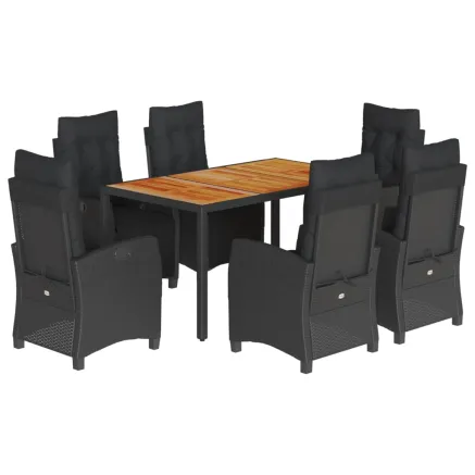 Ensemble à manger de jardin coussins 7pcs Noir Résine tressée 2