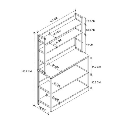 Larder Alexandra House Living 101 x 160 x 36 cm 4 Shelves industrial S 2