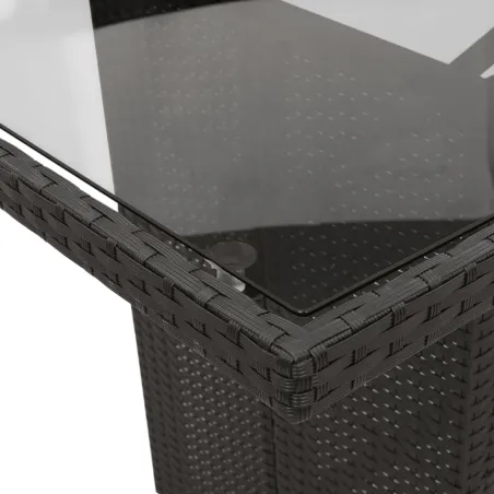 Ensemble à manger de jardin 9pcs coussins noir résine tressée