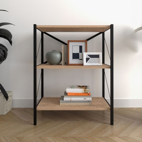 Libreria Alexandra House Living Nero Rovere Metallo Legno MDP 66 x 85