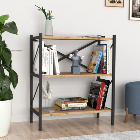 Buchhandlung Alexandra House Living Schwarz Eg Metall Holz MDP 66 x 85