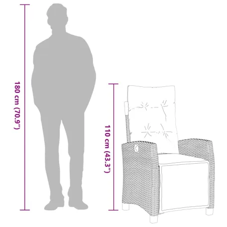 Ensemble à manger de jardin et coussins 9 pcs gris clair rotin