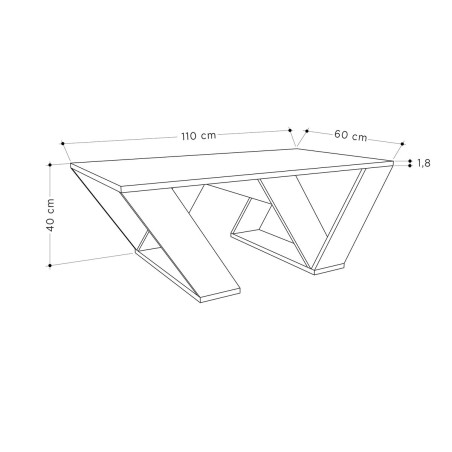Table Basse Alexandra House Living Diagonal Blanc Bois MDP 110 x 40 x