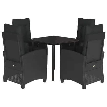 Ensemble à manger de jardin coussins 5pcs Noir Résine tressée 2