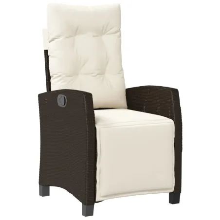 Ensemble à manger de jardin 3 pcs et coussins marron poly rotin